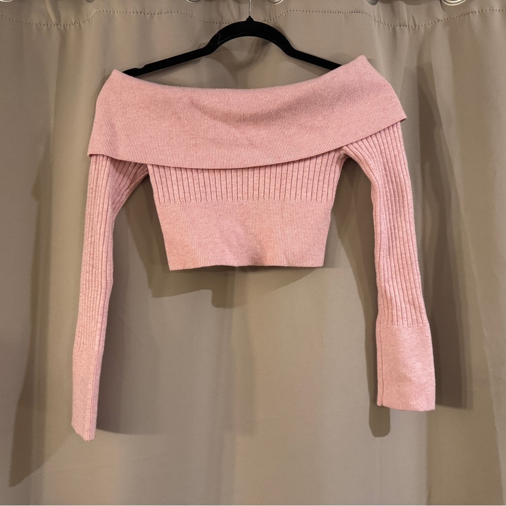 Wild Fable Pink Off-Shoulder Women Sweater
